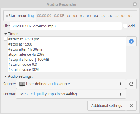 Audio Recorder main window